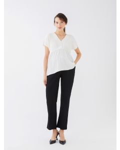 Elastic Waist Straight Pocket Detailed Maternity Trousers