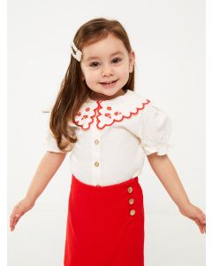 Bebe Collar Embroidery Detailed Baby Girl Shirt and Skirt 2-Pack Set