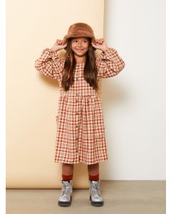 Crew Neck Plaid Long Sleeve Girl Dress