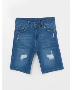 Ripped Detailed Boy Jean Shorts