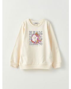 Crew Neck Printed Long Sleeve Girl Sweatshirt