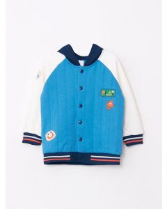 Hooded Long Sleeve Embroidery Detailed Baby Boy Sports Cardigan