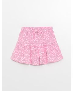 Elastic Waist Patterned Girl Short Skirt