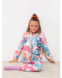 High Collar Printed Long Sleeve Girls Pajamas Set