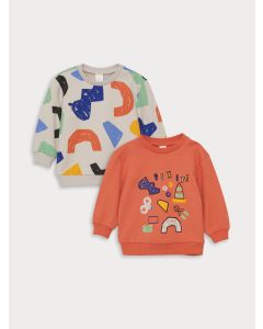 Crew Neck Long Sleeve Printed Baby Boy Sweasthirt 2 Pieces