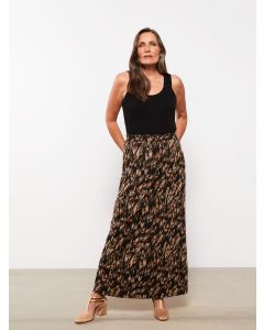 Elastic Waist Patterned A-Cut Women's Skirt