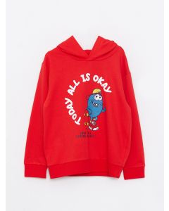 Hooded Printed Long Sleeve Boy Sweatshirt