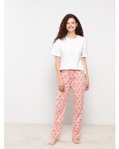 Elastic Waist Patterned Women's Pajama Bottoms