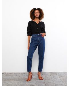 High Waisted Mom Fit Regular Pocket Detailed Women's Rodeo Denim Trousers