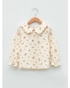 Baby Collar Long Sleeve Patterned Cotton Baby Girl Blouse