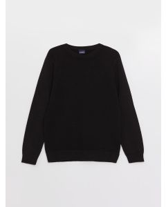 Crew Neck Basic Long Sleeve Boy Tricot Sweater