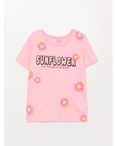 Crew Neck Printed Short Sleeve Girl T-shirt