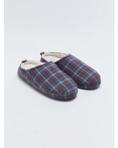 Checked Patterned Closed Front Men's Indoor Slippers