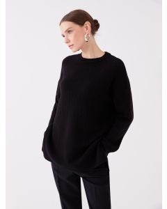 Crew Neck Straight Long Sleeve Oversize Women's Knitwear Sweater