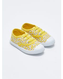 Floral Patterned Lace-Up Baby Girl Sneakers