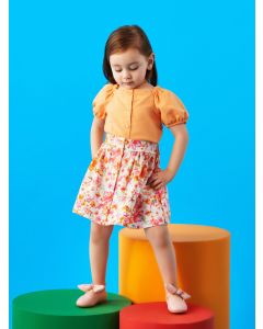 Square Collar Short Sleeve Baby Girl Shirt and Skirt 2-Pack Set