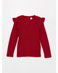 Crew Neck Soft Textured Baby Girl Knitwear Sweater