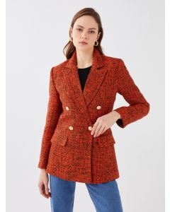 Patterned Long Sleeve Women's Tweed Blazer Jacket