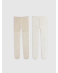 Self-Patterned Baby Girl Tights 2 Pieces