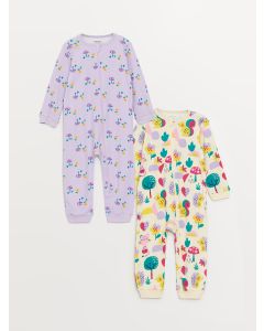 Crew Neck Printed Baby Girl Jumpsuit 2 Pieces