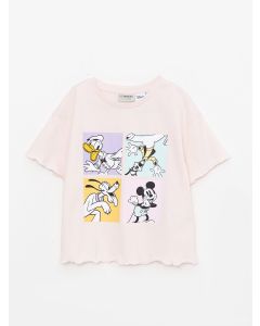 Crew Neck Disney Printed Short Sleeve Girls T-Shirt