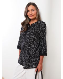 Loose Neck Patterned Women's Blouse