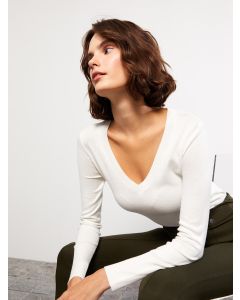 V Neck Regular Long Sleeve Women's Tricot Sweater