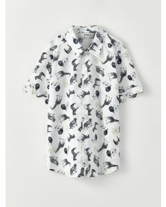 Patterned Short Sleeve Poplin Boy Shirt