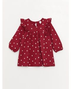 Crew Neck Patterned Baby Girl Dress