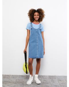 Women's U-Neck Straight Jean Dress