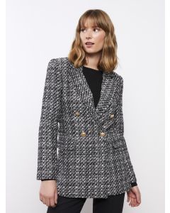 Patterned Long Sleeve Tweed Women's Blazer Jacket