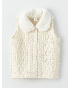 Self-Patterned Baby Girl Knit Vest