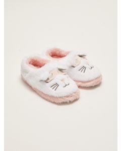 Embroidery Detailed Plush Girl's Slippers