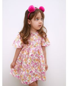 Crew Neck Short Sleeve Printed Baby Girl Dress