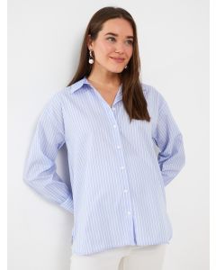 Striped Long Sleeve Poplin Maternity Shirt