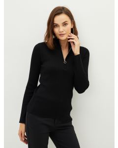 Half Turtleneck Regular Long Sleeve Women's Tricot Sweater