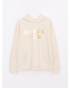 Hooded Printed Long Sleeve Girl Sweatshirt