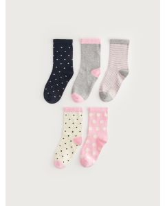 Polka Dot Girl Child Socks 5 Pack