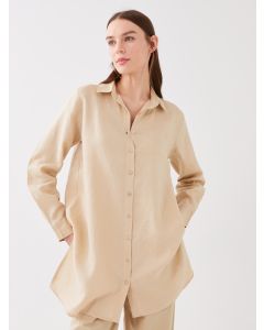 Shirt Collar Straight Long Sleeve Linen Women's Tunic