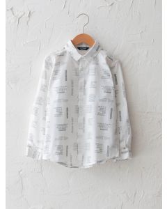 Patterned Long Sleeve Boy Poplin Shirt