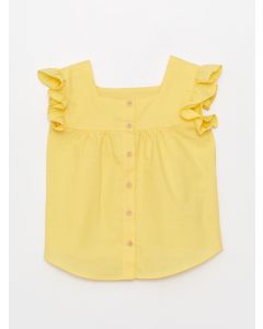 Square Collar Short Sleeve Girl Shirt