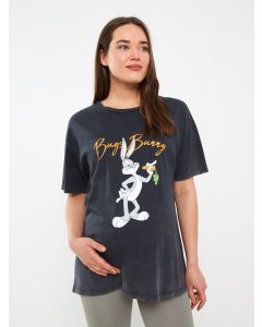 Crew Neck Bugs Bunny Printed Maternity T-Shirt