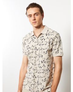 Polo Neck Short Sleeve Patterned Men's T-Shirt