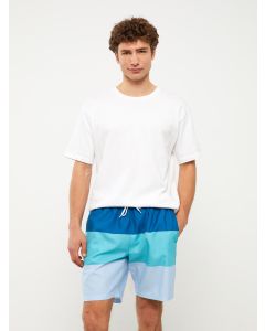 Men's Knee-Length Color-Blocked Swim Shorts