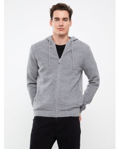 Hooded Long Sleeve Men's Tricot Cardigan