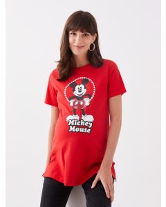 Crew Neck Mickey Mouse Printed Short Sleeve Maternity T-shirt