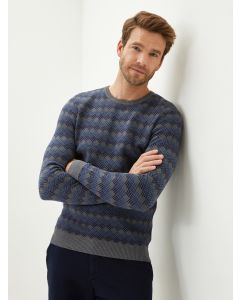 Crew Neck Long Sleeve Men's Tricot Sweater