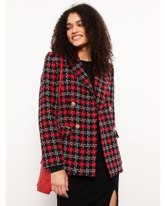 Buttoned Plaid Long Sleeve Women's Jacket