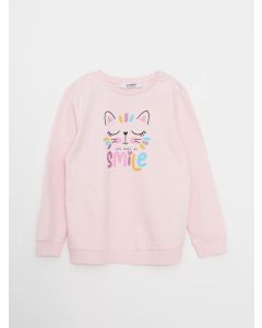 Crew Neck Printed Long Sleeve Girl Sweatshirt