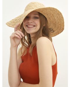 Embroidery Detail Women's Straw Fedora Bag